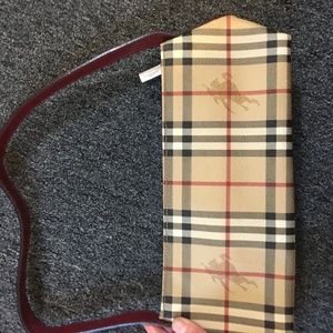 Burberry Triangle Signature Plaid Leather Purse